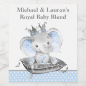 Elephant Prince Baby shower Wijnlabels Wijn Etiket (Enkel label)