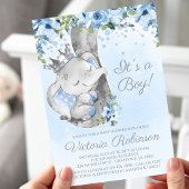 Elephant Prince Boy Baby shower Uitnodiging