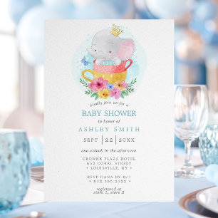 Elephant Prince Teacup Boy Baby shower Kaart