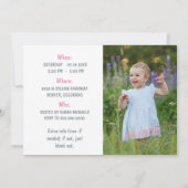 Elephant Princess Girl Birthday Party Invitation Kaart (Achterkant)