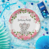 Elephant Princess Tiara Pink Little Girl Birthday Papieren Bordje (Feest)