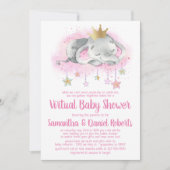Elephant Princess Virtual Baby shower Kaart (Voorkant)