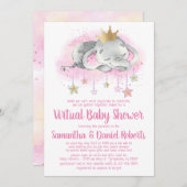 Elephant Princess Virtual Baby shower Kaart (Voorkant / Achterkant)