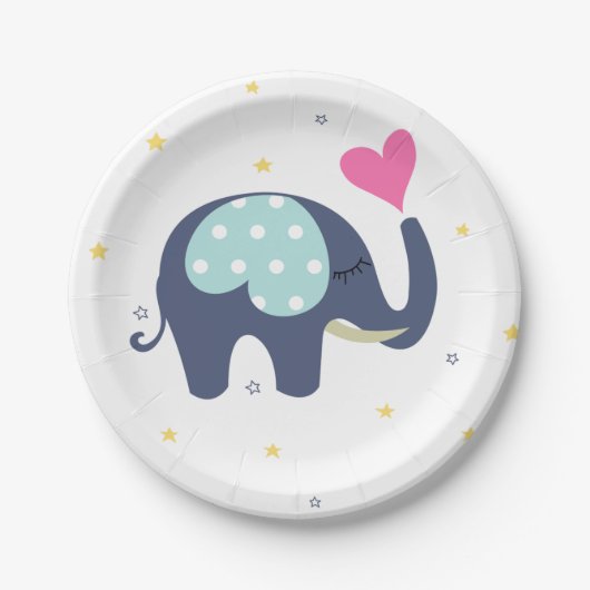 Elephant print baby shower party bord (Voorkant)