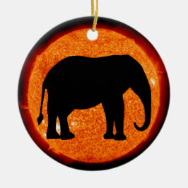 Elephant Profile Solar Eclipes Keramisch Ornament