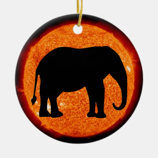 Elephant Profile Solar Eclipes Keramisch Ornament (Voorkant)