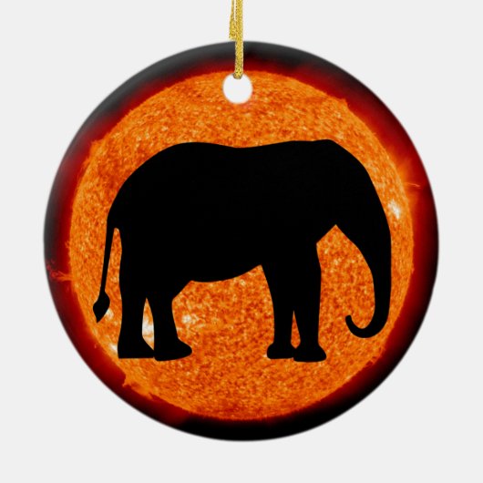 Elephant Profile Solar Eclipes Keramisch Ornament (Achterkant)