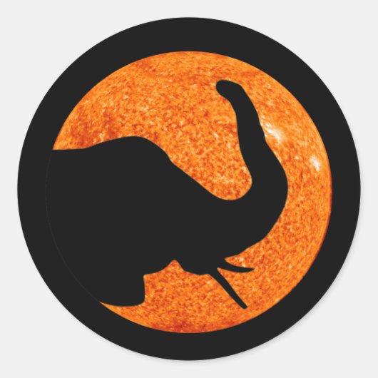 Elephant Profile Solar Eclipes Ronde Sticker (Voorkant)