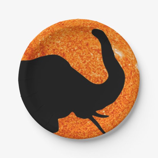 Elephant Profile Solar Eclipse Shadow Papieren Bordje (Voorkant)