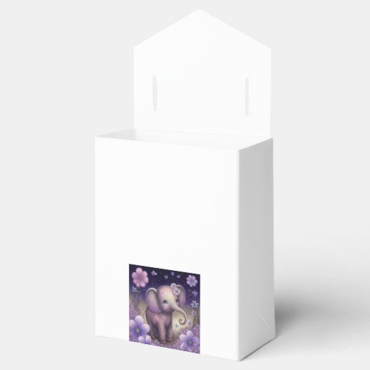 Elephant Purple bloemen Birthday Favor Box Bedankdoosjes (Geopend)
