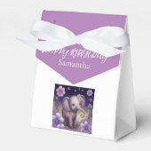 Elephant Purple bloemen Birthday Favor Box Bedankdoosjes (Voorkant Zijde)
