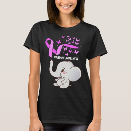 Elephant Purpleln Balloons Overdose Awareness Supp T-shirt (Voorkant)