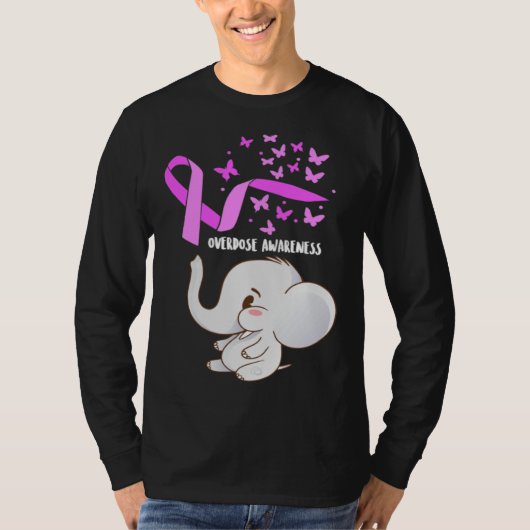 Elephant Purpleln Balloons Overdose Awareness Supp T-shirt (Voorkant)