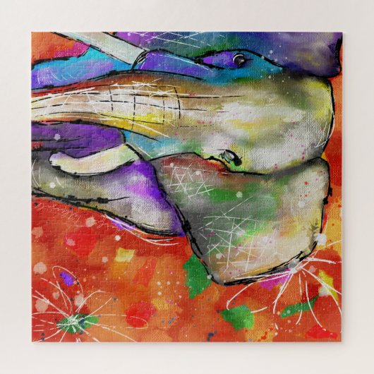 Elephant Puzzle - Abstracte Doodle Ink Style Legpuzzel (Horizontaal)