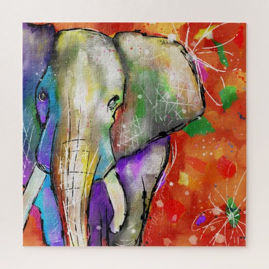 Elephant Puzzle - Abstracte Doodle Ink Style Legpuzzel (Verticaal)