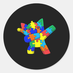 Elephant Puzzle Piecemas Autisme Dab Boys Gir Ronde Sticker