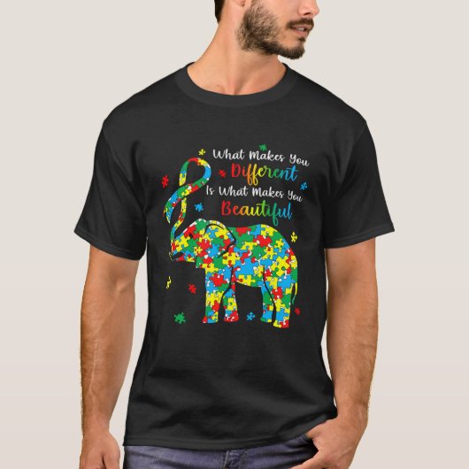 Elephant Puzzle What Makes You Different Autism Aw T-shirt (Voorkant)