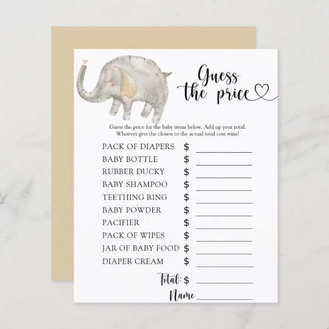 Elephant raad de prijs! Game (Voorkant / Achterkant)