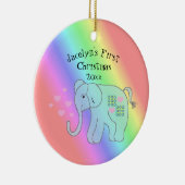 Elephant Rainbow Colors Baby's Eerste Kerstmis Keramisch Ornament (Rechts)