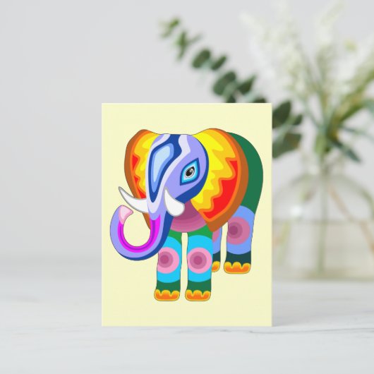 Elephant Rainbow Colors Patchwork briefkaarten (Staand voorkant)