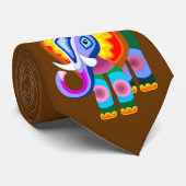 Elephant Rainbow Colors Patchwork Stropdas (Opgerold)