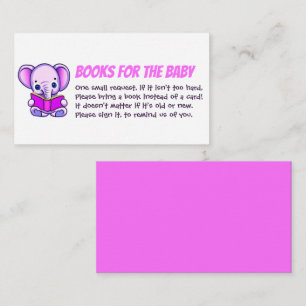 Elephant Reading Books for the Baby shower Girl Informatiekaartje