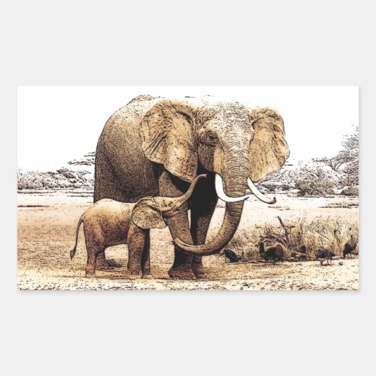 Elephant Rechthoekige Sticker (Voorkant)