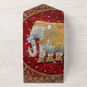 Elephant Red en Gold in India All In One Uitnodiging (Buitenkant)