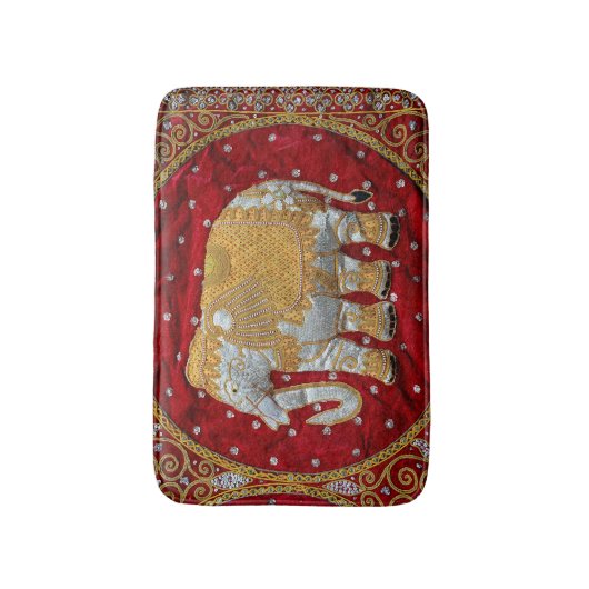 Elephant Red en Gold in India Badmat (Voorkant Verticaal)
