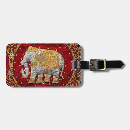 Elephant Red en Gold in India Bagagelabel (Voorkant horizontaal)