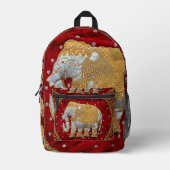 Elephant Red en Gold in India Bedrukte Rugzak (Voorkant)