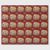 Elephant Red en Gold in India Cadeaupapier (Vlak)