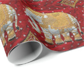 Elephant Red en Gold in India Cadeaupapier (Rol Hoek)
