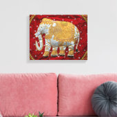 Elephant Red en Gold in India Canvas Afdruk (Insitu (Woonkamer))