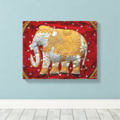 Elephant Red en Gold in India Canvas Afdruk (Insitu (Houten vloer))