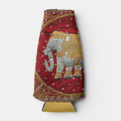 Elephant Red en Gold in India Flesjeskoeler (Voorkant)