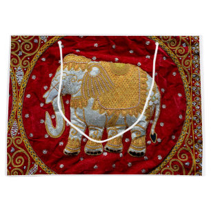 Elephant Red en Gold in India Groot Cadeauzakje