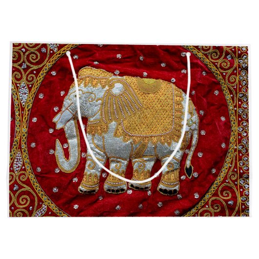 Elephant Red en Gold in India Groot Cadeauzakje (Achterkant)