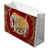 Elephant Red en Gold in India Groot Cadeauzakje (Achterkant Gekanteld)