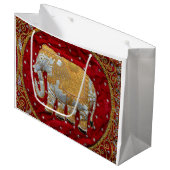 Elephant Red en Gold in India Groot Cadeauzakje (Voorkant Gekanteld)