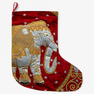 Elephant Red en Gold in India Grote Kerstsok