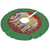 Elephant Red en Gold in India Imitatie Linnen Kerstboom Kleed (Gekanteld)