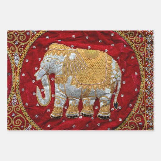Elephant Red en Gold in India Inpakpapier Vel (Voorkant 2)