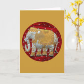 Elephant Red en Gold in India Kaart (Gele Bloem)