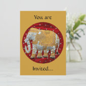 Elephant Red en Gold in India Kaart (Staand voorkant)