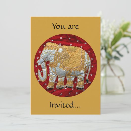 Elephant Red en Gold in India Kaart (Staand voorkant)