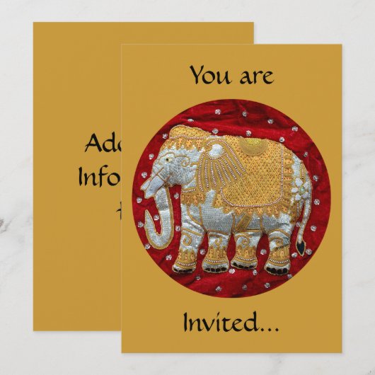 Elephant Red en Gold in India Kaart (Voorkant / Achterkant)