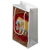 Elephant Red en Gold in India Klein Cadeauzakje (Voorkant Gekanteld)