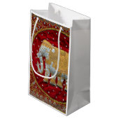 Elephant Red en Gold in India Klein Cadeauzakje (Achterkant Gekanteld)