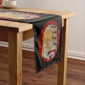 Elephant Red en Gold in India Korte Tafelloper (Voorbeeld)